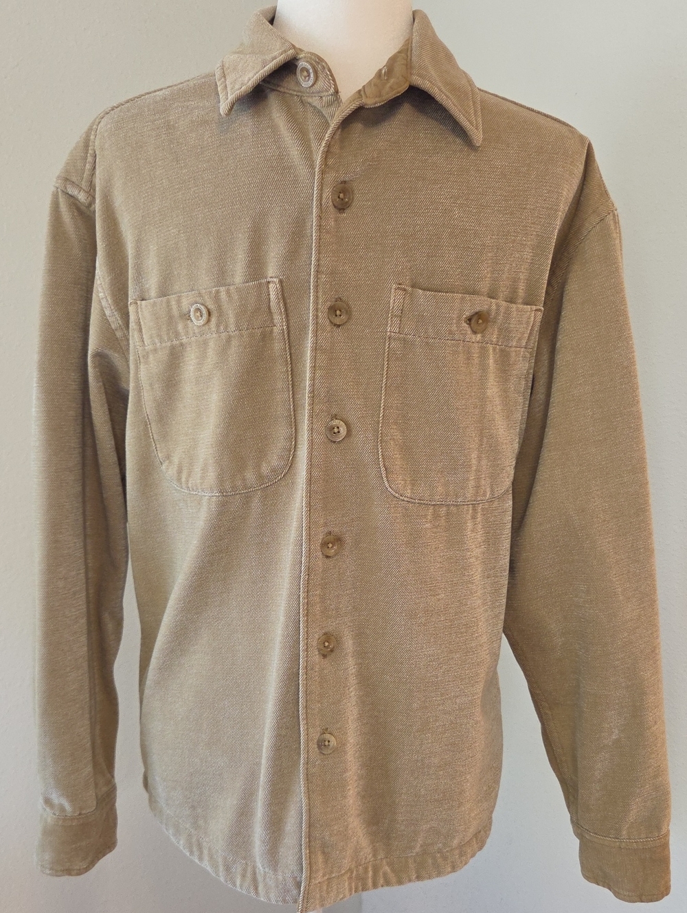 American Eagle x Tru Kolors Chenille Twill Button-Up Shirt Khaki Men's XSmall